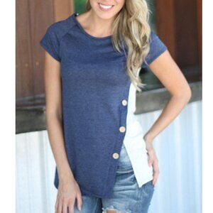 12 Pm By Mon Ami Navy and Cream Short Sleeve Tee
